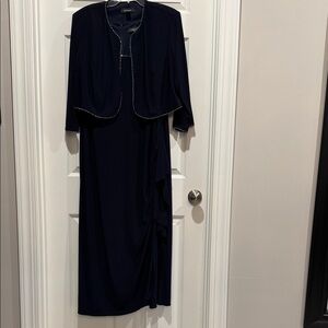 Elegant Navy Maxi Dress with Jacket